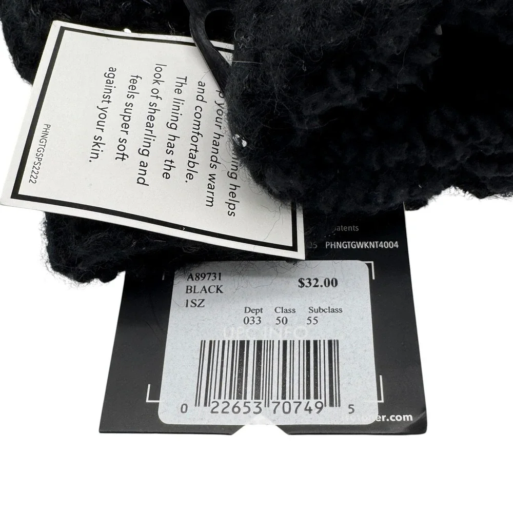 Isotoner Black Sequin Womens Mittens Cable Knit Sherpasoft Lining Shimmer Cozy - Picture 4 of 10